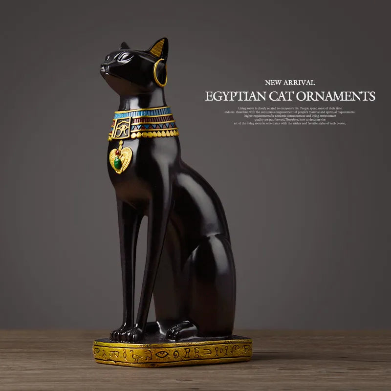 Timeless Egyptian Cat Resin Figurine: Vintage Home Decor Accent and Unique Gift-2