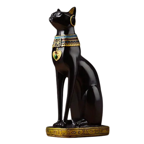 Timeless Egyptian Cat Resin Figurine: Vintage Home Decor Accent and Unique Gift-0