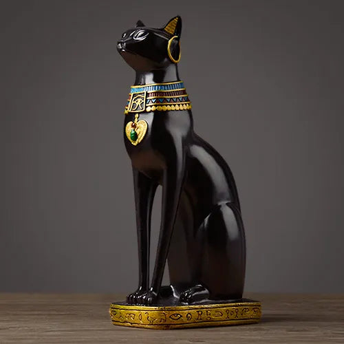 Timeless Egyptian Cat Resin Figurine: Vintage Home Decor Accent and Unique Gift-1
