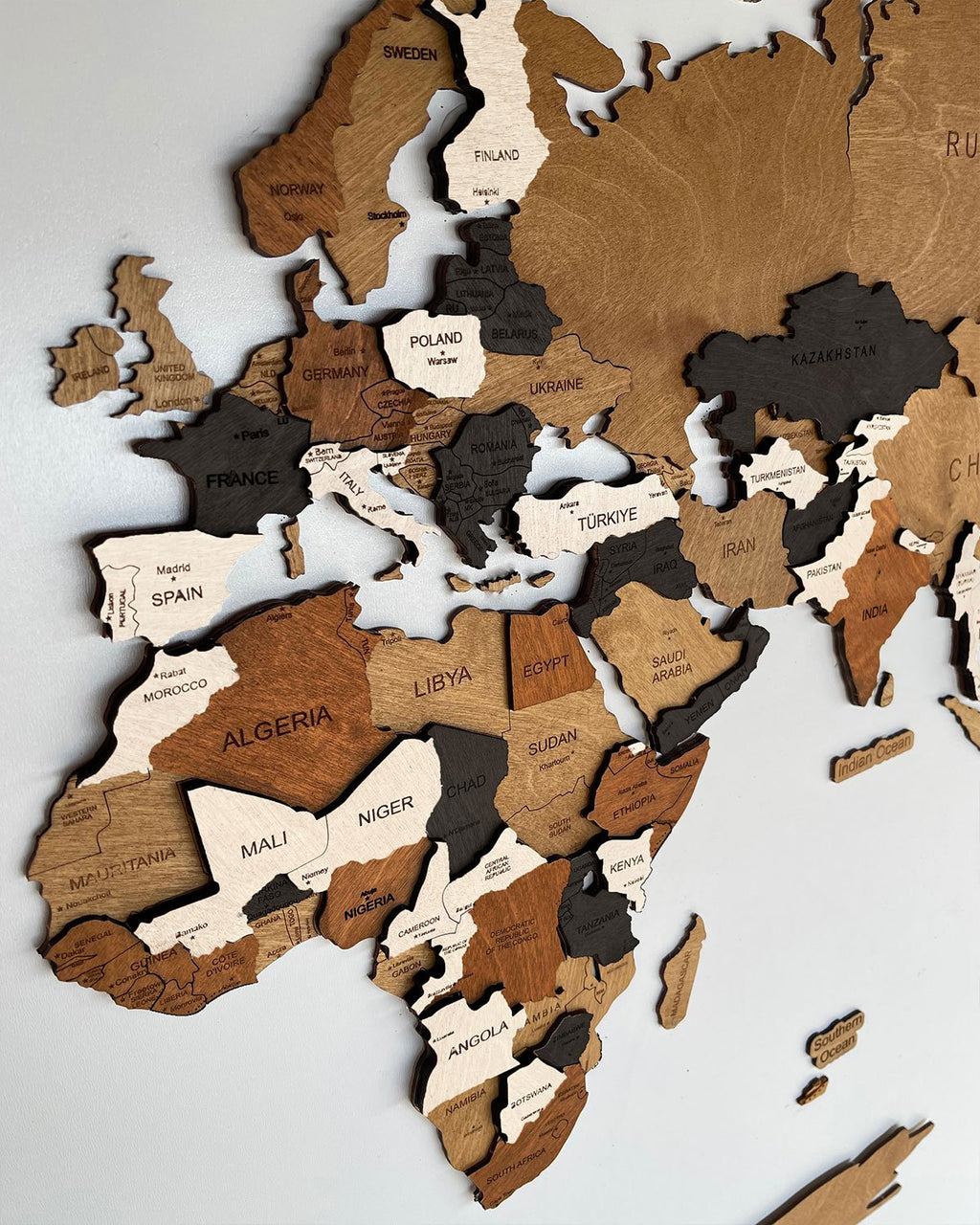 3D Wooden World Map for Home and Office | MOCHA-1