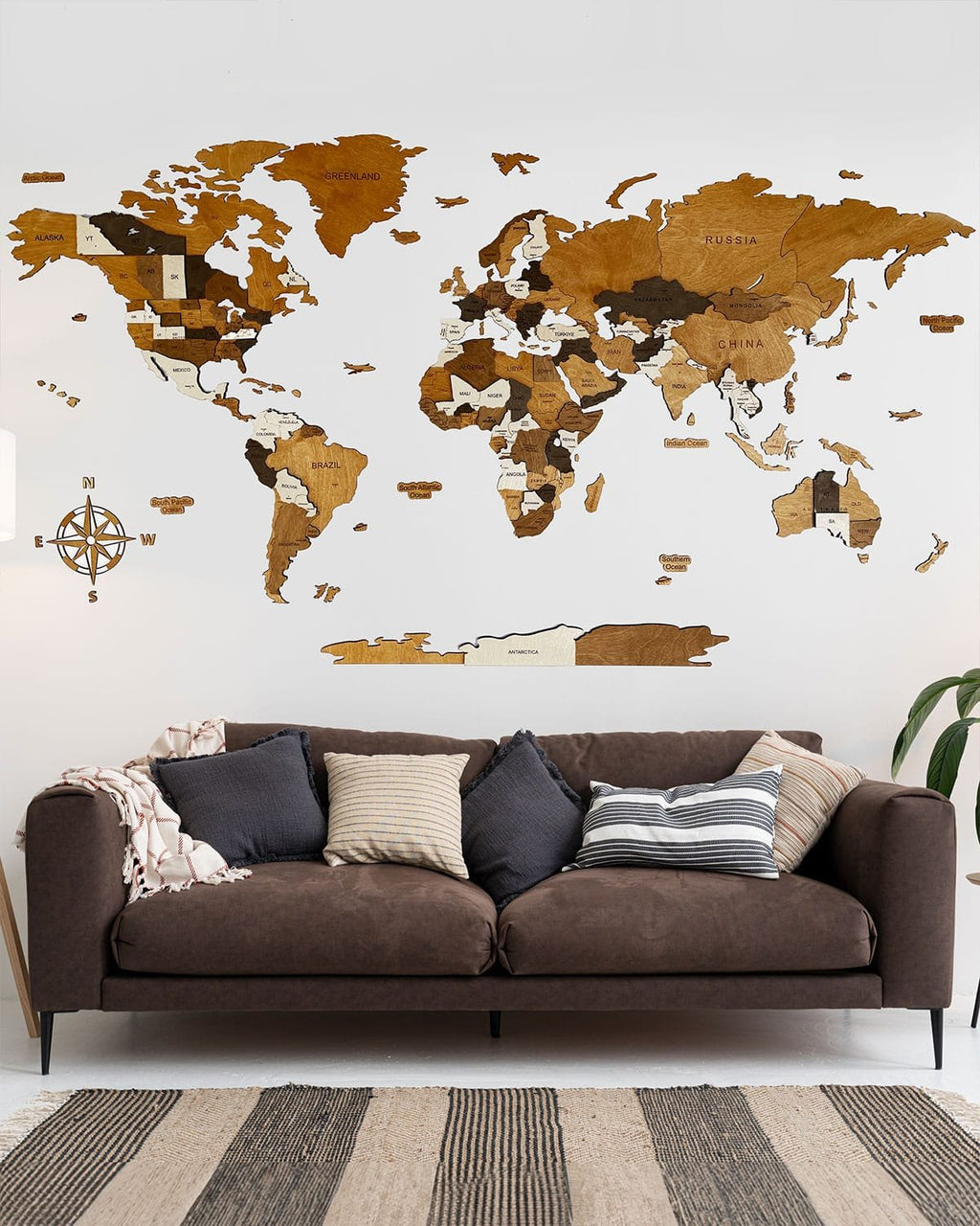 3D Wooden World Map for Home and Office | MOCHA-0