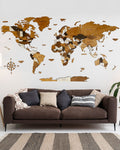 3D Wooden World Map for Home and Office | MOCHA-0